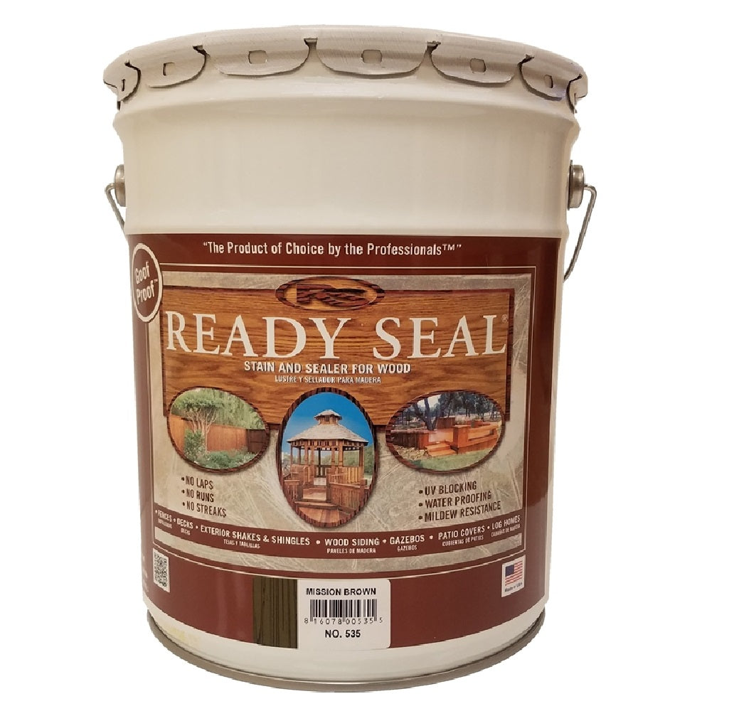 Ready Seal 535 Exterior Stain And Sealer For Wood, Mission Brown, 5 Gallon