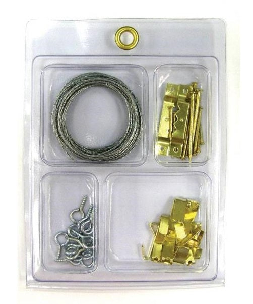ProSource 4019709 Versatile Picture Hanger Kit, Brass Plated, 39-Pieces