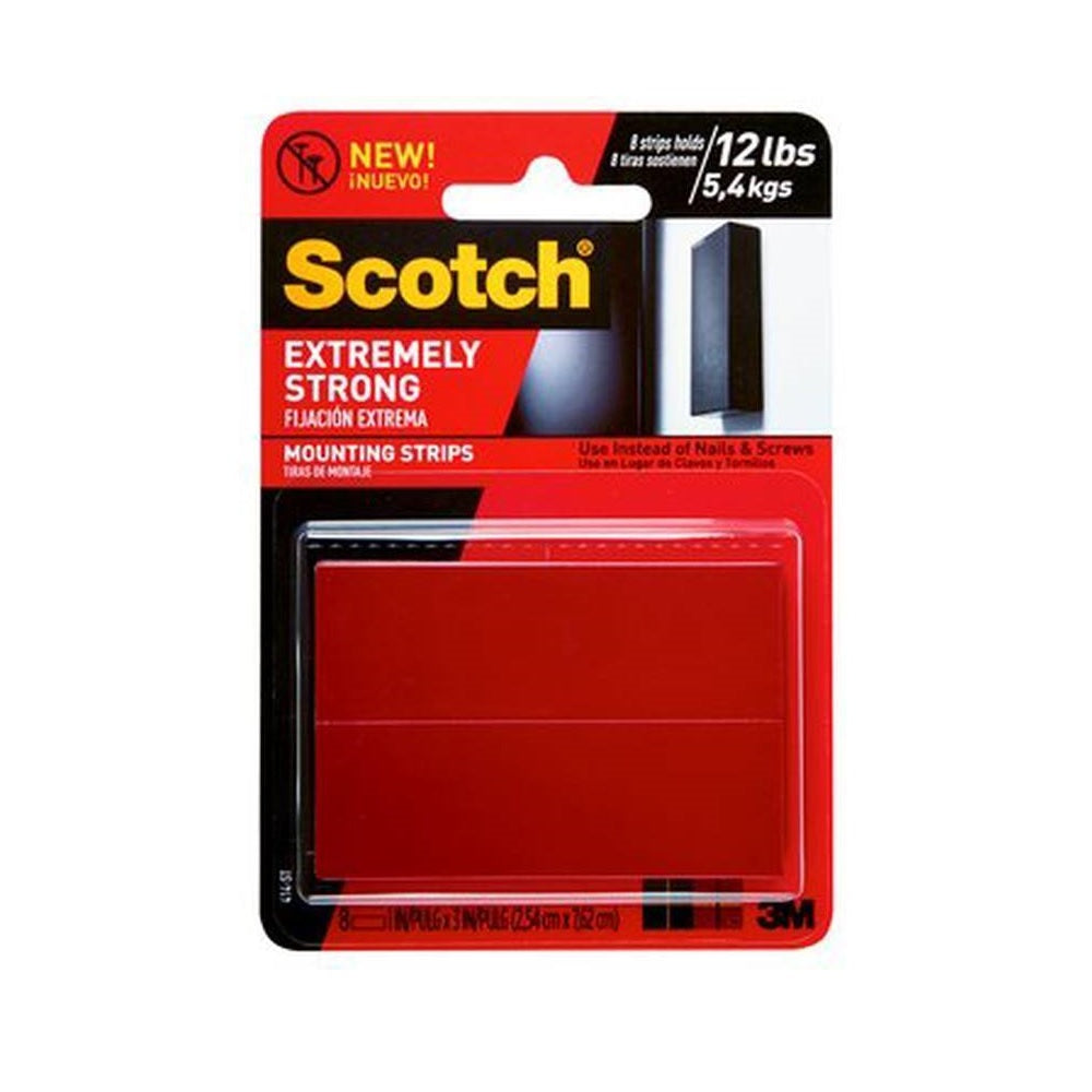 Scotch 414P-ST Extremely Strong Mounting Strips, 1" x 3", Black