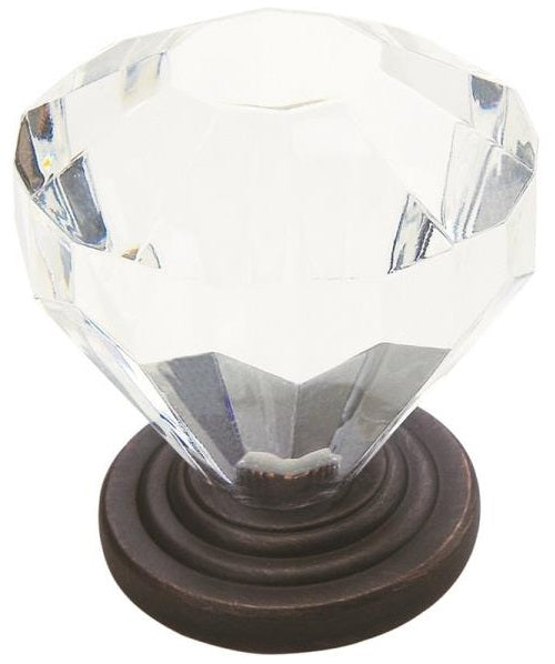 Amerock 14303ORB Acrylic Round Crystal Cabinet Knob, Oil Rub Bronze