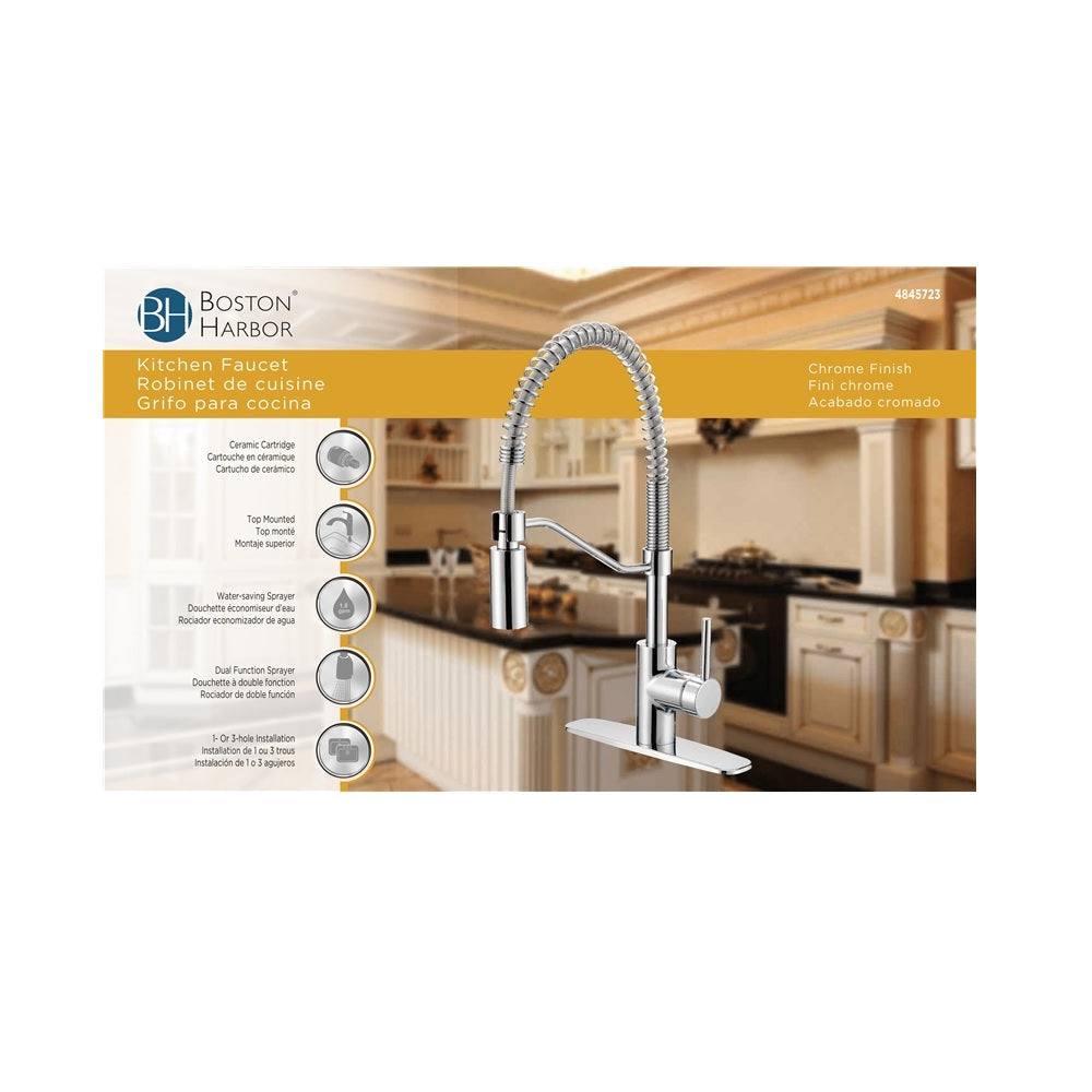 Boston Harbor FP4A0096CP Commercial Spring Pull-Down Kitchen Faucet, Chrome