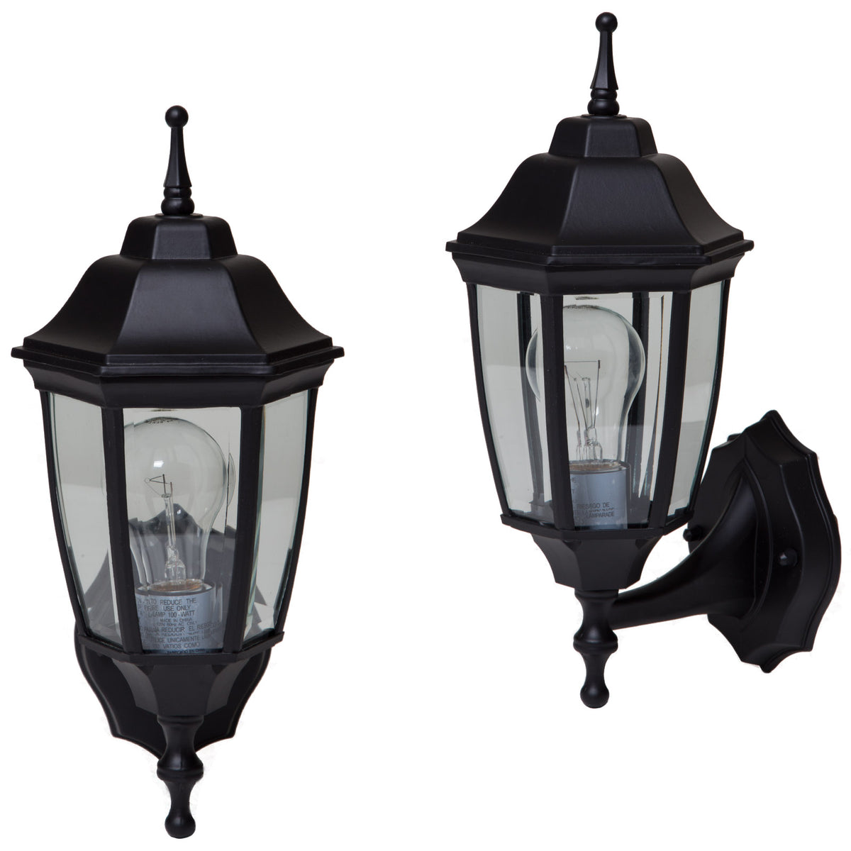 Boston Harbor HL-018B-P- BK Twin Pack Porch Light Fixtures, Black