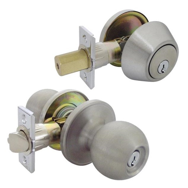 Prosource B36B1-PS T3 Deadbolt & Entry Lockset Combo, Stainless Steel