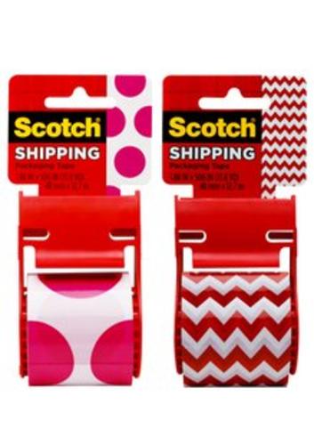 Scotch 141-PRTD4 Shipping Packaging Tape with Dispenser,  1.88" x 500",2.7 mil