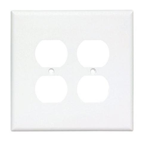 Leviton 001-88116-000 Oversized Duplex Receptacle Wallplate 2 Gang White