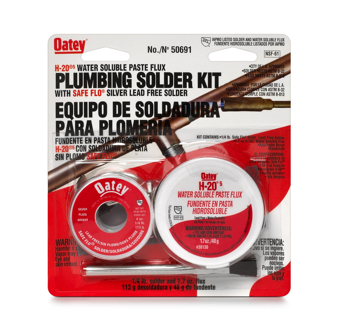 Oatey 50691 Lead Free Safe-Flo H-20-5 Plumbing Flux Solder Kit, 8 Oz
