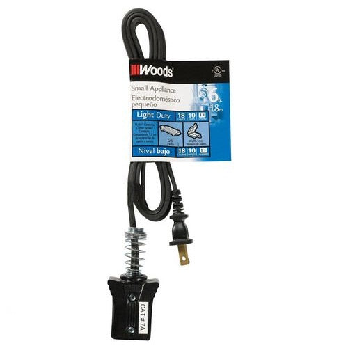 Woods 0291 Household Appliance Cords, 6&#039;, Black