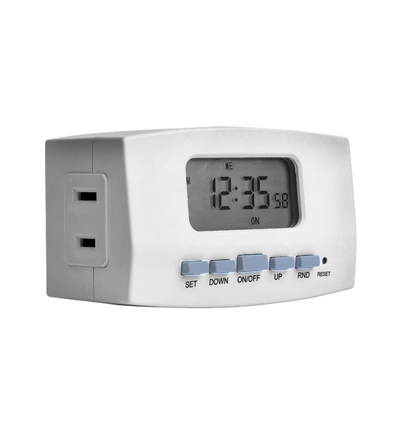 AmerTac TE402WHB Westek Indoor Digital Timer With Dual Outlet, White