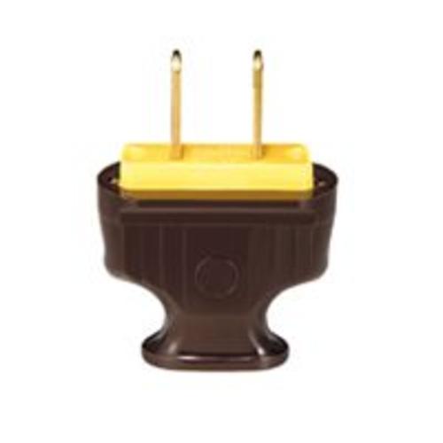 Cooper Wiring BP1912B-SP Flat Handle 2-Wire Plug, Brown