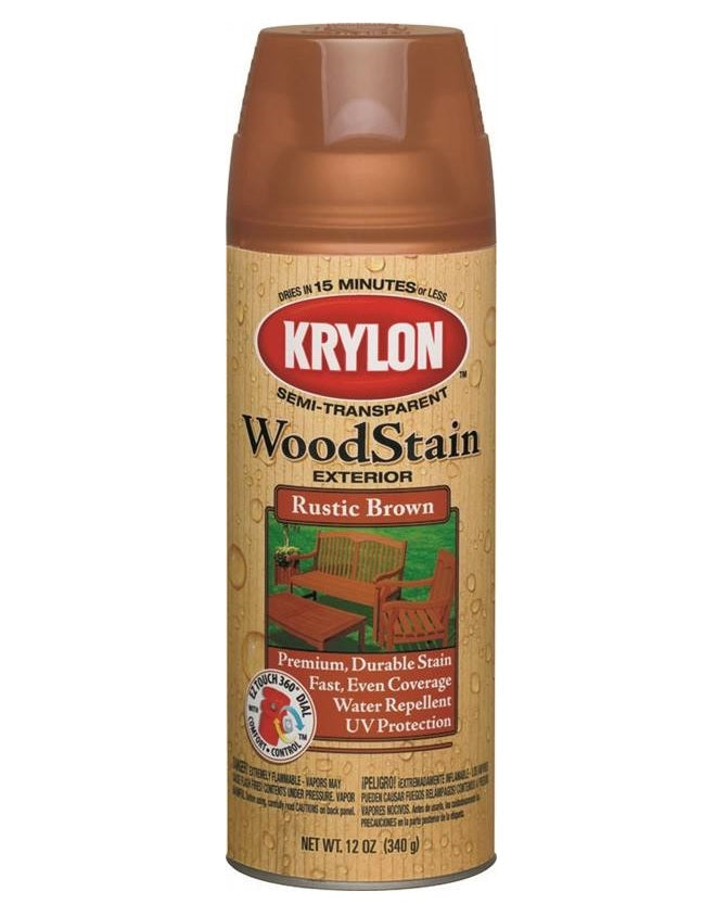 Krylon K03603000 Rustic Brown Exterior Wood Stain, 12 Oz.