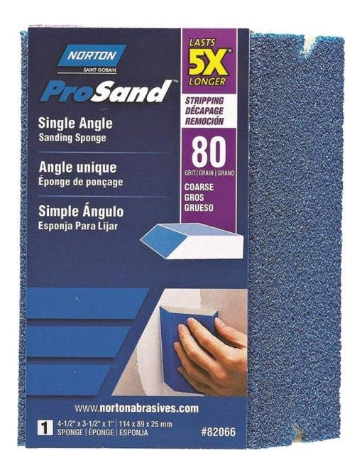 Norton 82066 5X Single Angle Sanding Block Medium, 80 Grit