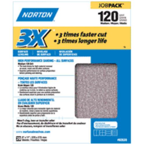 Norton 02632 3X High Performance Aluminum Oxide Sanding Sheet, 400Grit
