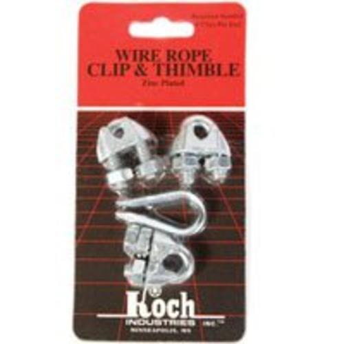 Koch 143161 Wire Rope Clips & Thimble, 3/16" Zinc Plated