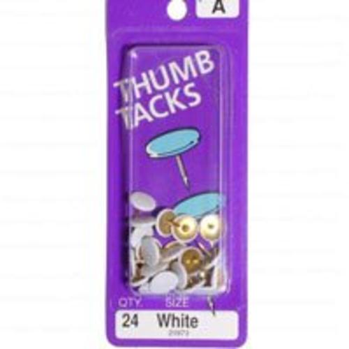 Midwest 21973 White Thumb Tacks, 24 Piece