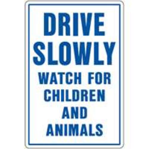 Hy-Ko 20521 Drive Slowly Sign, 12 x 18, Aluminum