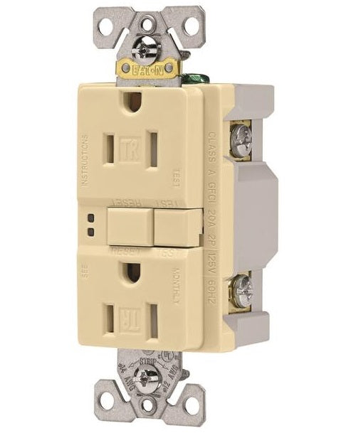 Arrow Hart TRSGF15V-3-L Self-Test GFCI Duplex Receptacle, 15 Amp, Ivory