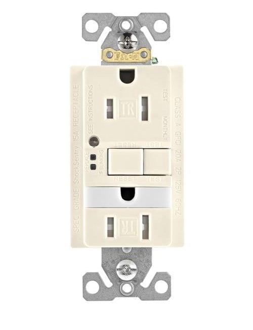 Eaton TRSGFNL15LA Ground Fault Circuit Interrupters, Light Almond, 125 Vac