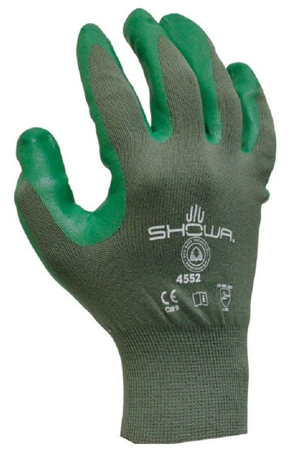 Showa 4552-09.RT Universal Large Nitrile Coated Work Gloves, Green