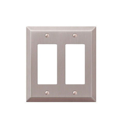Amerelle 163RRBN 2 Rocker-GFCI Wall Plate, Brushed Nickel