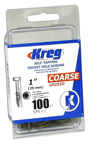 Kreg SPS-C1-100 Pocket-Hole Screw, #7, Coarse, 1", Count 100