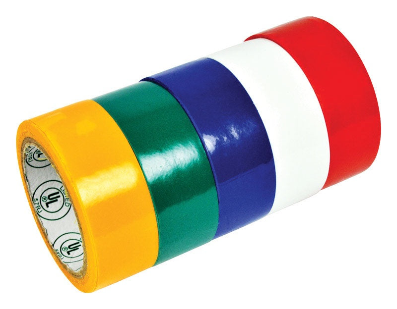 Gardner Bender GTPR-575 Electrical Tape, 3/4" x 12', Assorted Colors