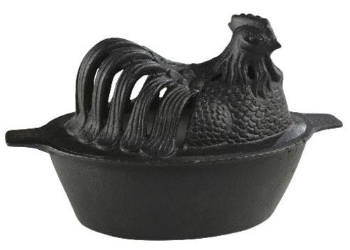 Vogelzang CS-01 Cast Iron Kettle Chicken Steamer, Black, 1-Quart