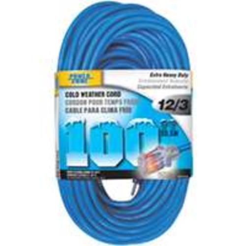 Power Zone ORCW511835 Cord 100&#039; 12/3 Glacier, 15 Amp, 125 Volt