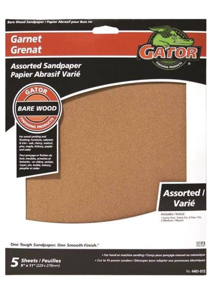 Gator 4461-012 Sanding Sheet, 11" x 9", Assorted Grit