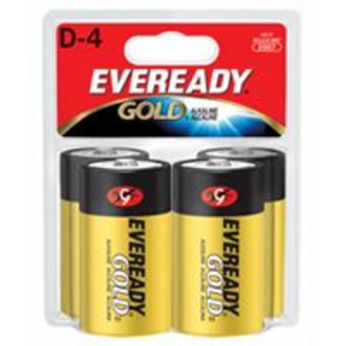Eveready Gold A95BP-4 Alkaline Batteries, D, 1.5 Volt