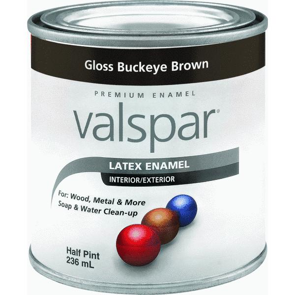 Valspar 410.0065045.003 Interior/Exterior Acrylic Latex Enamel, 1/2 Pint, Gloss, Buckeye Brown
