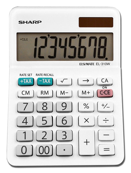 Sharp EL310WB Heavy Duty Mini Desktop Calculator, Plastic, 8 Digits