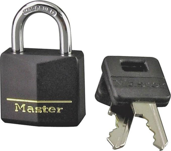 Master Lock 131T Covered Brass Padlock, Black