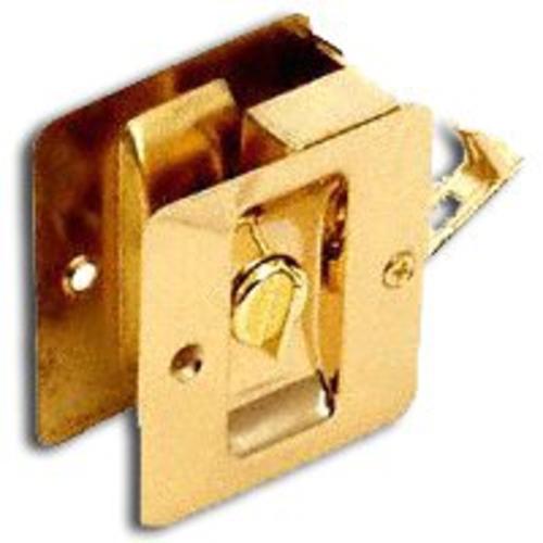 Kwikset 332 3 Pass Pocket Door Latch, Polished Brass