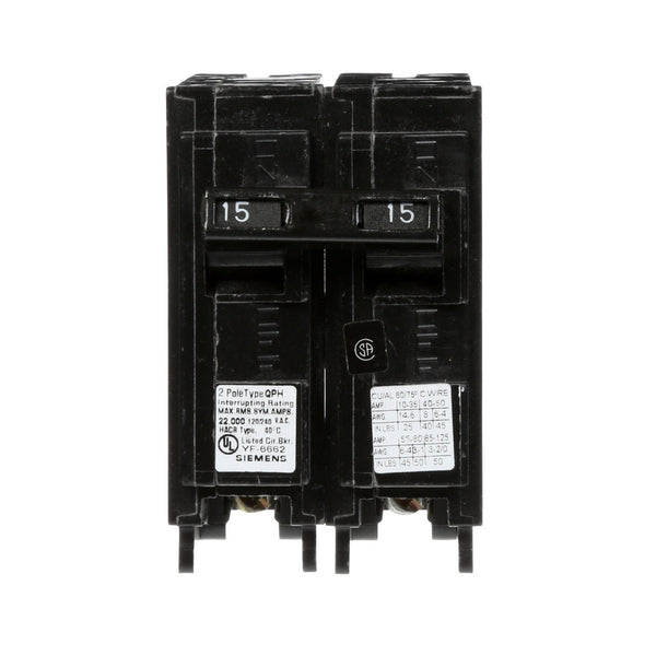 Siemens Q215 2-Pole Circuit Breaker, 15 AMP