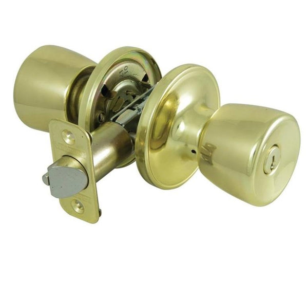 Prosource TS700BRA4B Tulip Entry Knob Lockset, Polished Brass