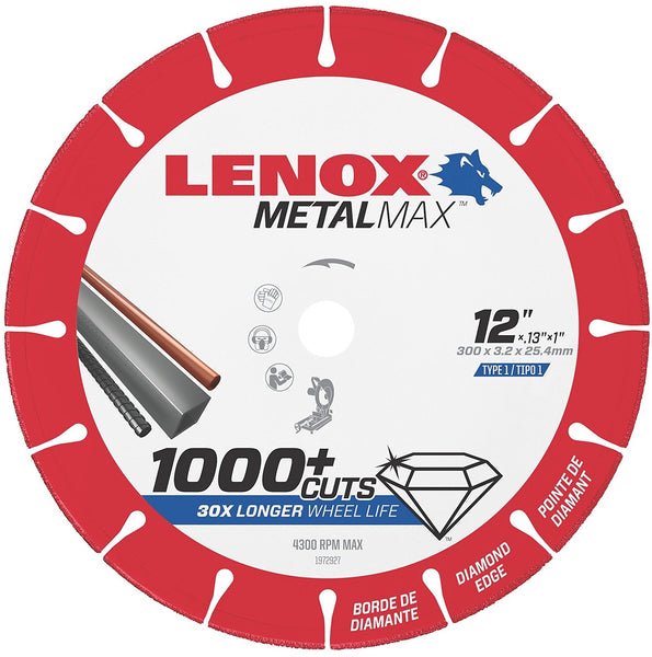 Lenox 1972927 Metalmax Diamond Edge Cutoff Wheel, 12" x 1"