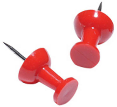 Hillman Fasteners 122642 Push Pins, Red, 16 Pack