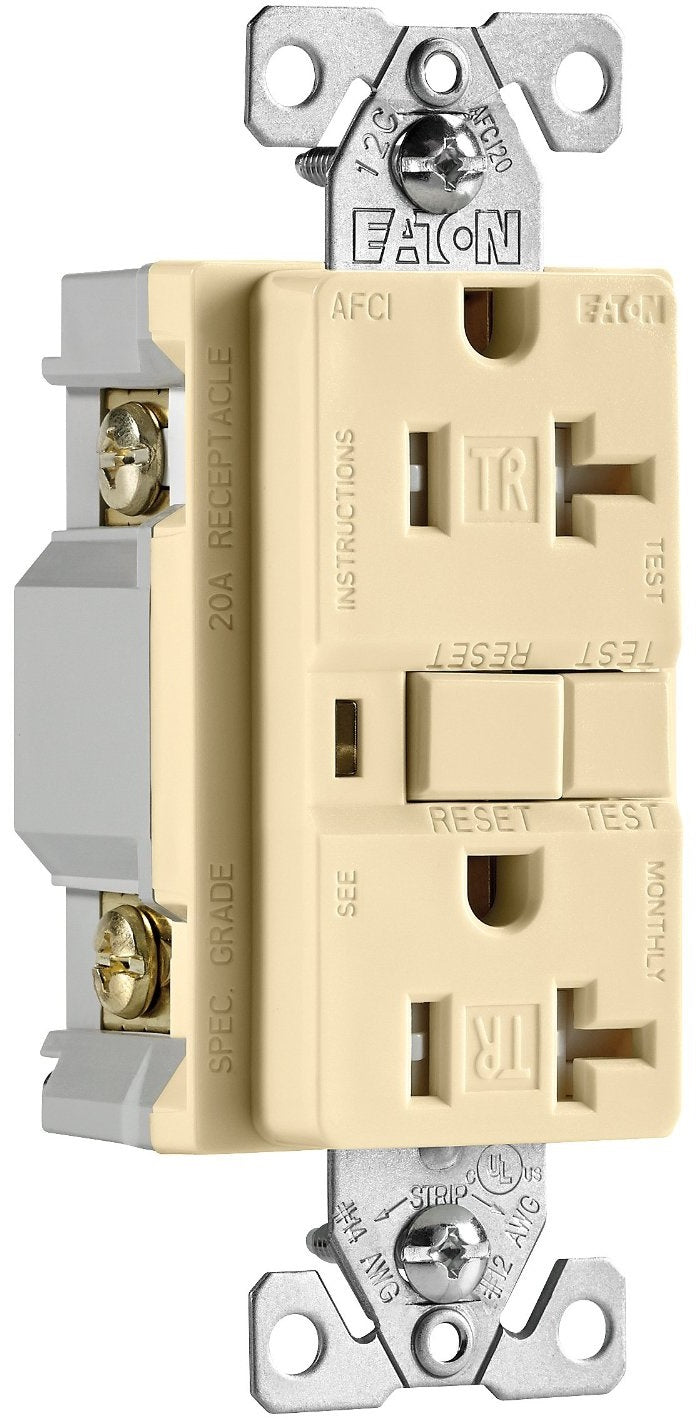Cooper Wiring TRAFCI20V 20 Amp Tamper Resistant AFCI Receptacle, Ivory Finish