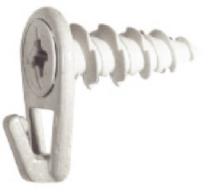 Hillman 122401 Nylon Wall Driller Picture Hooks, White, 4 Count