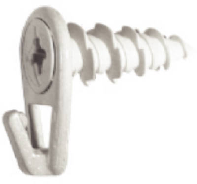 Hillman 122405 Nylon Wall Driller Picture Hooks, Large, White, 6 Count
