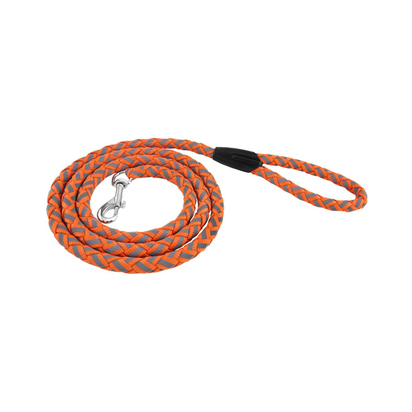 Westminster Pet 7N80137 Ruffin' It Round Braided Large Reflective Safety Leash, Orange/Grey, 5/8" x 6'