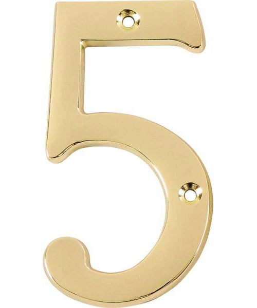 Prosource N-Z045PB3L-PS House Numbers 5, Satin Brass, 4"