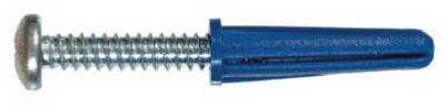 Hillman 5063 Blue Conical Plastic Anchor with PHP SM Screw, 8-10 x 7/8", 6 Pack