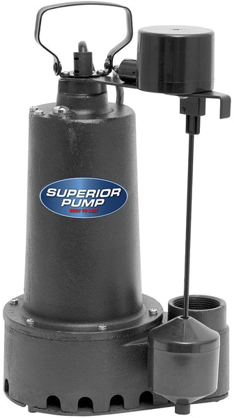 Superior Pump 92352 Hi-Flow Cast Iron Sump Pump, 7.6 AMP, 1/3 HP