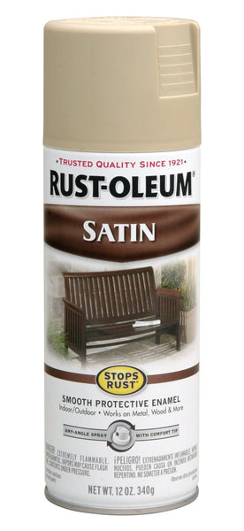 Stops Rust 7772-830 Satin Protective Enamel Spray Paint 12 Oz, Putty
