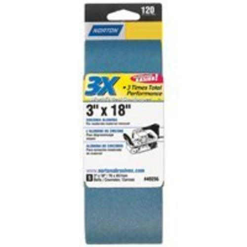 Norton 02230 3X Power Sanding Belts, 3" x 18", Zirconia Alumina, 2/Pack