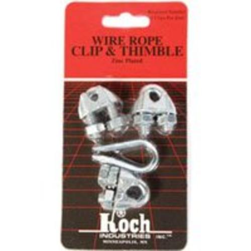 Koch 143121 Wire Rope Clips & Thimble, 1/8"- Zinc Plated