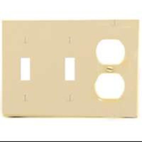 Cooper Wiring PJ28A 3 Gang Combo 2 Toggles & Duplex Plate, Almond