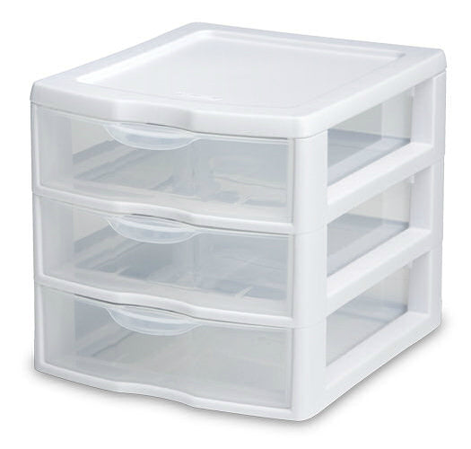 Sterilite 20738006 Small 3 Drawer Unit, 8-1/2" x 7-1/4" x 6-7/8"