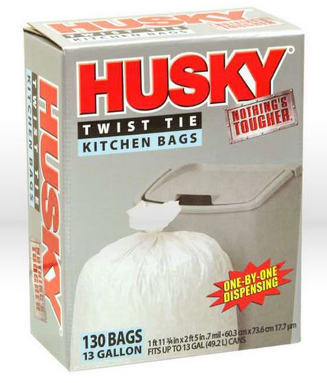 Husky HK13WC130W Kitchen Trash Bag, 13 Gallon